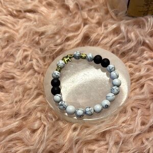 White Turquoise and Lava Stone Bracelet